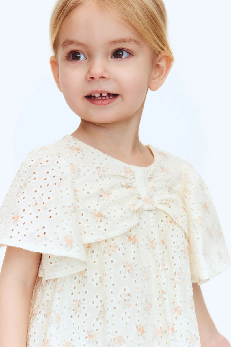 اتش اند ام فستان قطني بتطريز مثقب